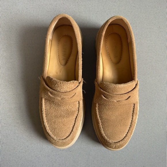 Chunky Suede Penny Loafers in Tan - Picture 3 of 6